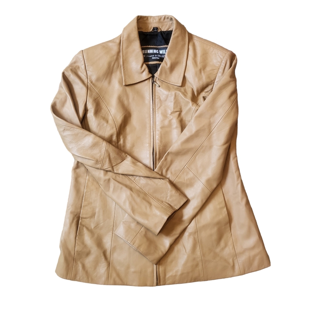 Running Wild Tan Women's Size M Leather Jacket Lined